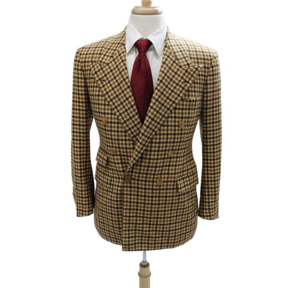 Partito Mens Blazer Brown Check Polyester Button Size 40